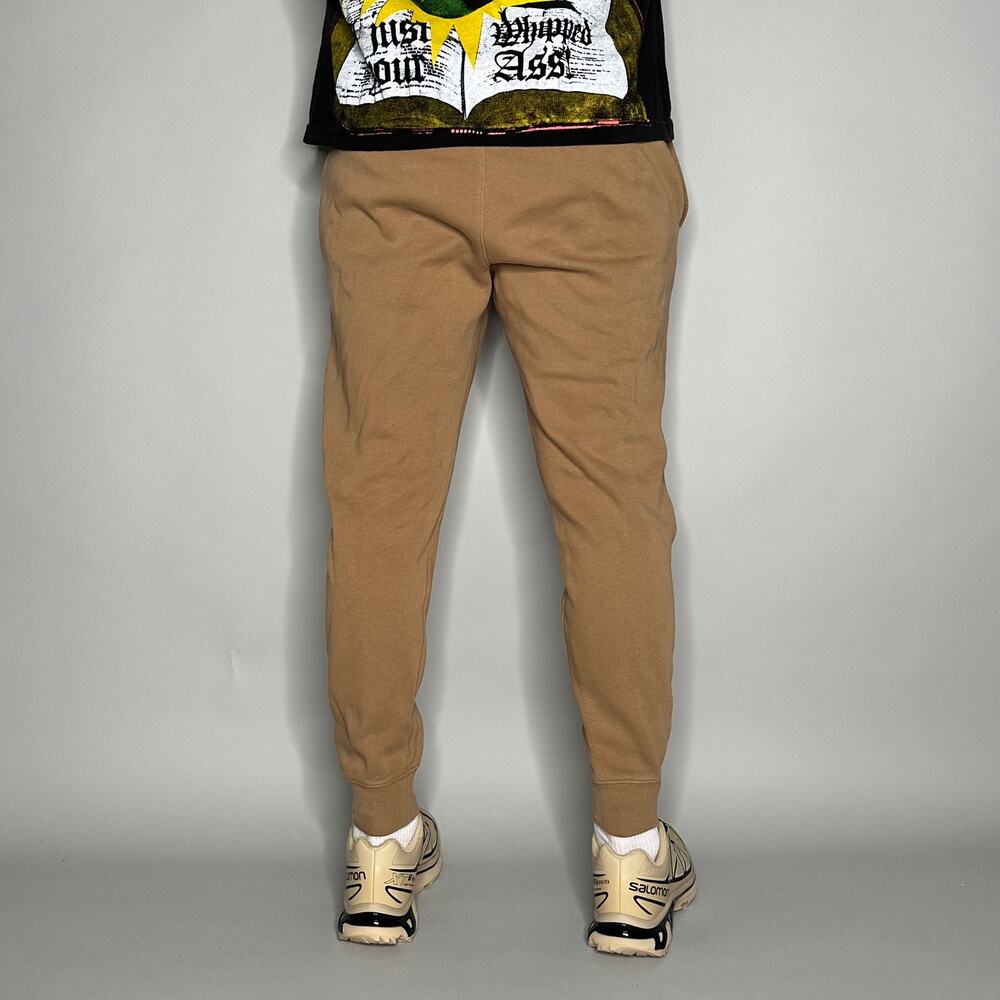 Vintage Y2K Nike Sweatpants Mens S Dark Tan White Swoosh Cotton Joggers - Picture 3 of 4